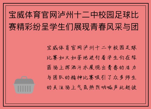 宝威体育官网泸州十二中校园足球比赛精彩纷呈学生们展现青春风采与团队精神